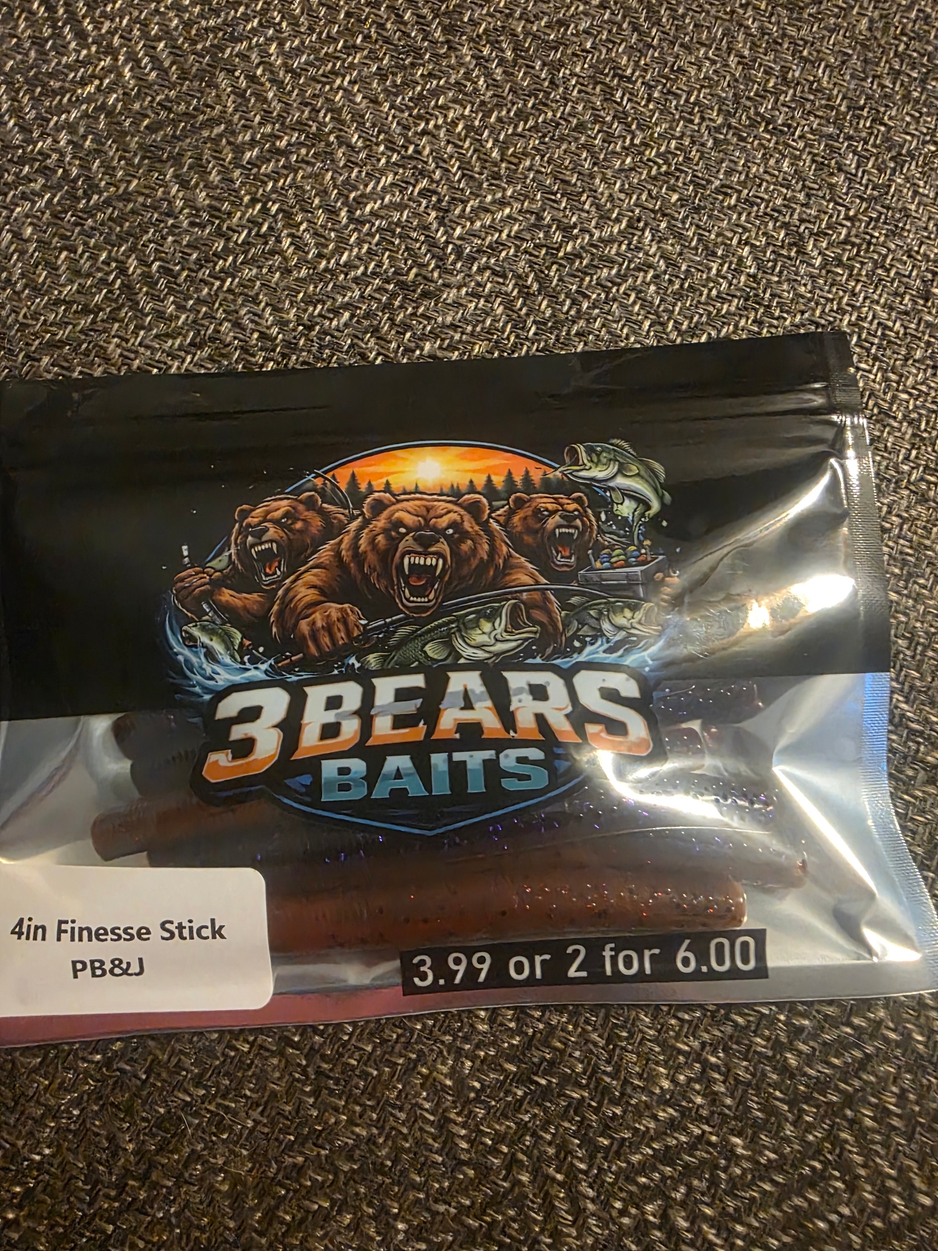 4in Finesse Stick (PB&J)(10pack)