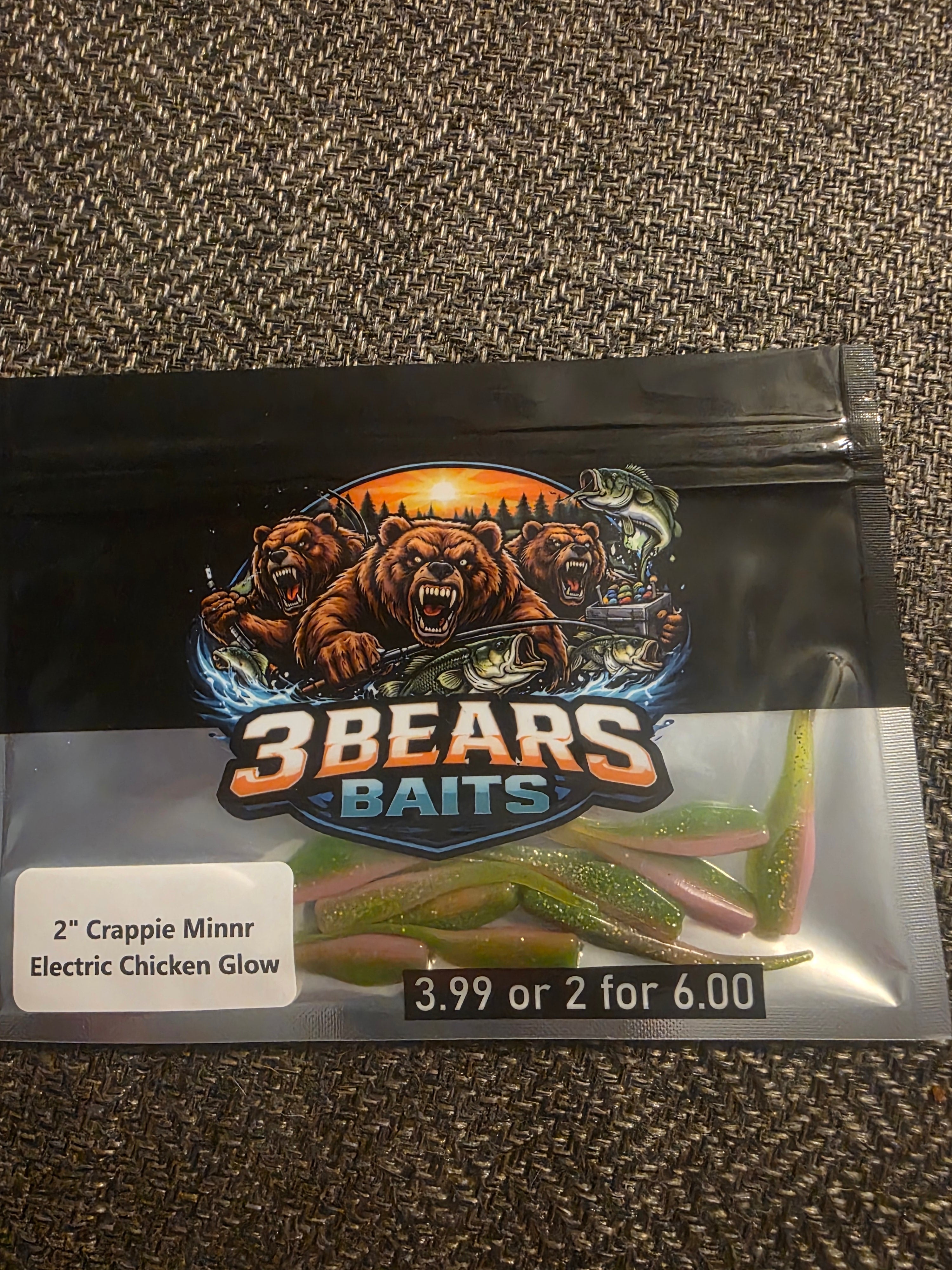 2" Crappie Minnr ( Electric Chicken Glow)(10pack)